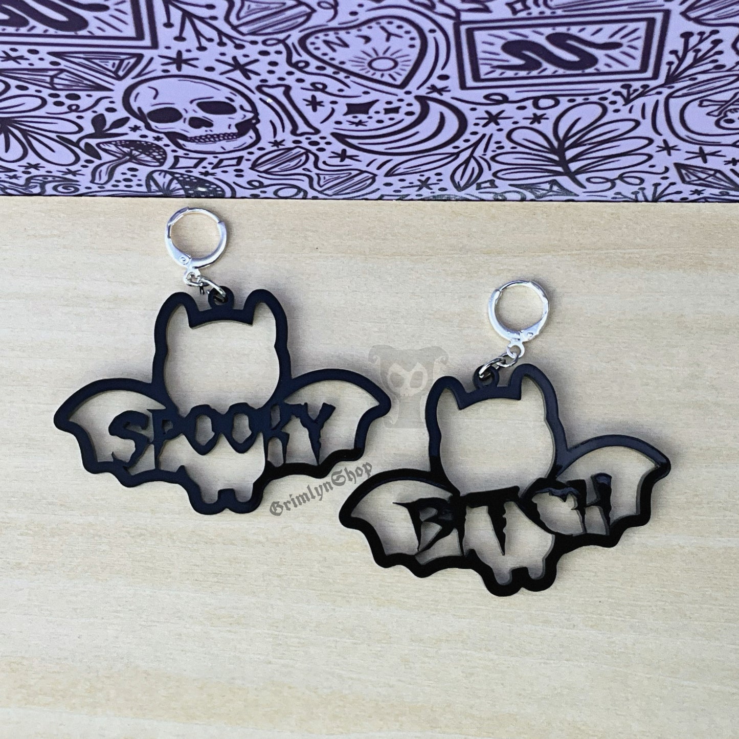 Spooky Bitch Bat Earrings